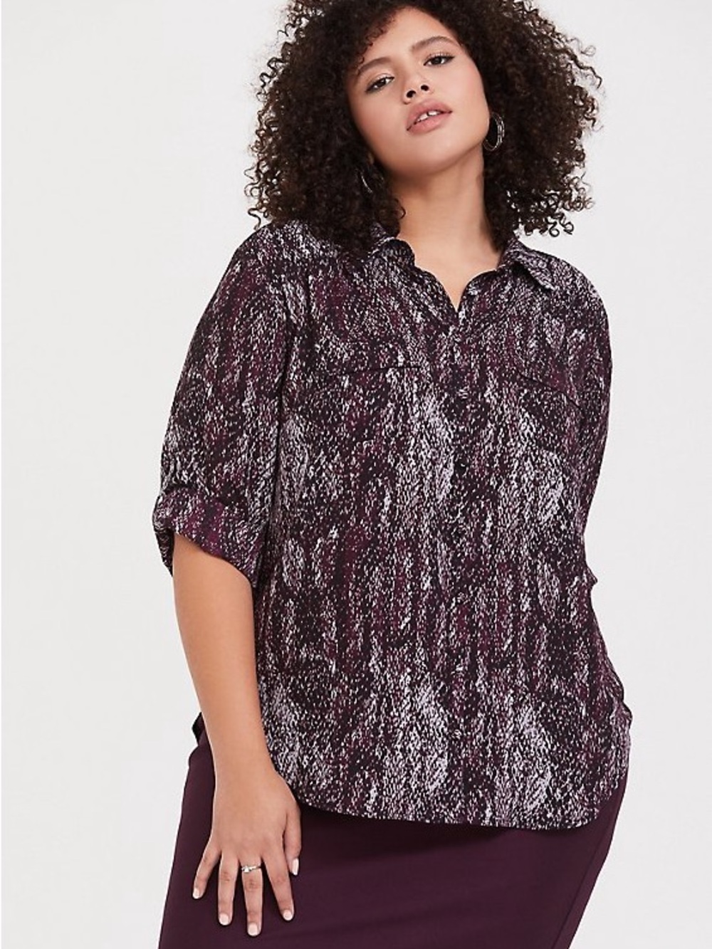 Torrid Purple Snakeskin Print Georgette Blouse Size 2 (2X)